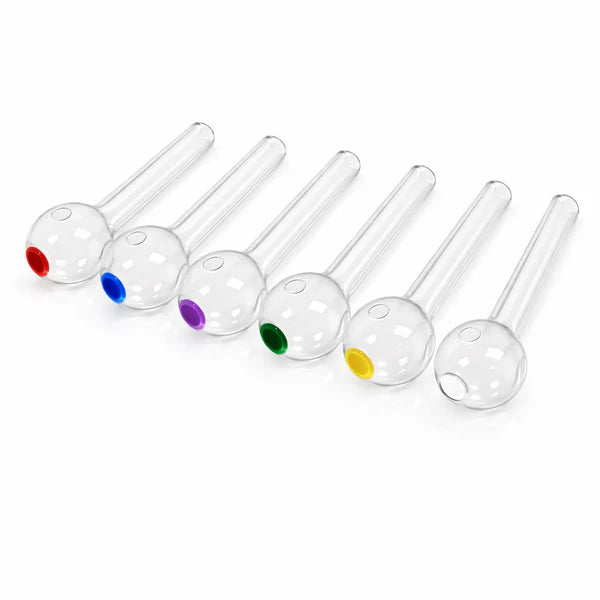 Clear Glass Oil Burner Water Pipe - Assorted Stickers