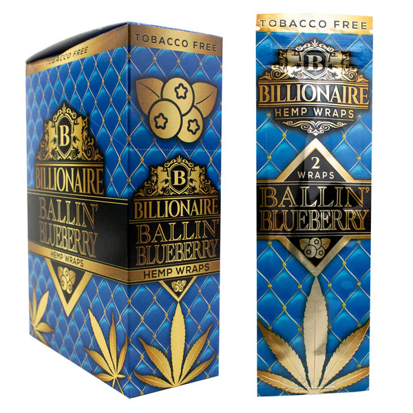 Billionaire Hemp Wraps - Ballin Blueberry (2 wraps per pack/ 25 pack .Display)