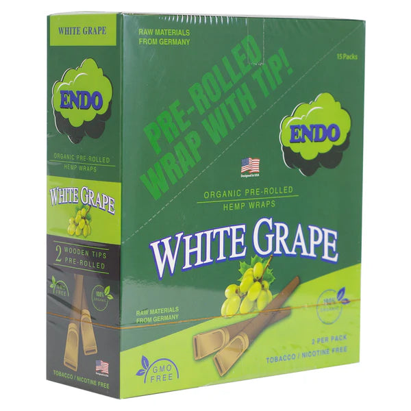 Endo Pre-Rolled 2 Wood Tipps Hemp Wraps - Double White Grap