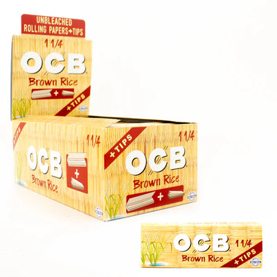 OCB Brown Rice 11/4 Rolling Papers + Tips