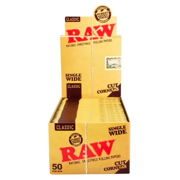 RAW Cut Corners Rolling Papers | Single Wide (50per Box