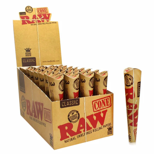 Raw Classic King Size Pre-Rolled Cone  (3 Cones per Pack - 32ct./Display