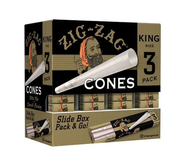 Zig-Zag King Sized Pre-Rolled Ultra  Thin Cones | 36 pack of 3 Cones